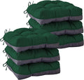 IASEAHK Chair Cushions for Dining Chairs, Seat Cushions for Kitchen Chairs, Indoor Seat Cushions with Ties, Tufted Foam Chair Pads, Non Slip Chair Cushions Set of 6, 15.5" x 15.5" x 4", Dark Green by IASEAHK