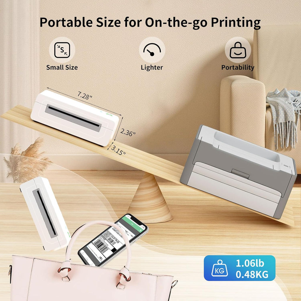 Gloryang Bluetooth Thermal Shipping Label Printer, 4X6 Inkless Label Machine for iOS, Android, Laptop, Wireless Printer for Small Business, Compatible with Amazon, UPS, Shopify, White - Image 2