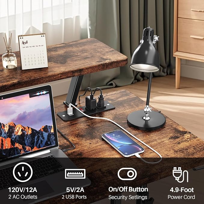 Adjustable Height Standing Desk with Power Outlets, Rolling Stand Up Desk with Monitor Stand and Storage Shelves, 31.5" Small Mobile Computer Desk, Portable Laptop Table (Retro Brown) - Image 4