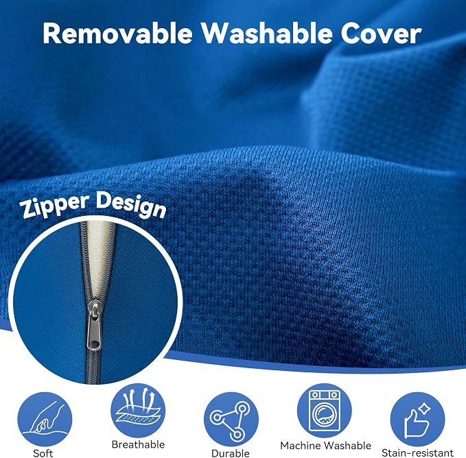 Vekkia Wedge Pillow for Side Sleeping, Back Support with High-Density Foam | Pillow Wedge for Side Sleeper for Pregnancy Support, Back Pain, Preventing Bedsores, Surgery Recovery, Removable Cover, Blue - Image 6