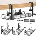 3 Pack Cable Management Under Desk Tray, 47.1" No Drill Under Desk Wire Management with Upgraded Clamp, Metal Cord Organizers with Cable Organizers, PC Cord Organization Rack, Black by Xpatee