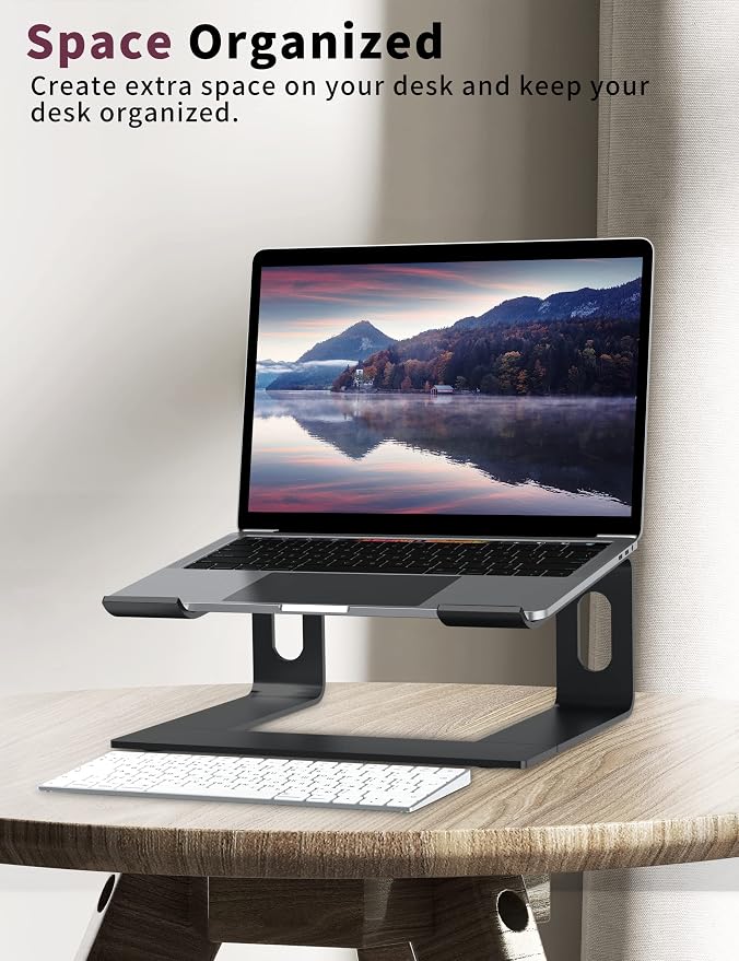 ALASHI Laptop Stand for Desk, Aluminum Computer Riser, Ergonomic Notebook Holder, Detachable Metal Laptops Elevator, PC Cooling Mount Support 10 to 15.6 Inches Notebook, Black - Image 7