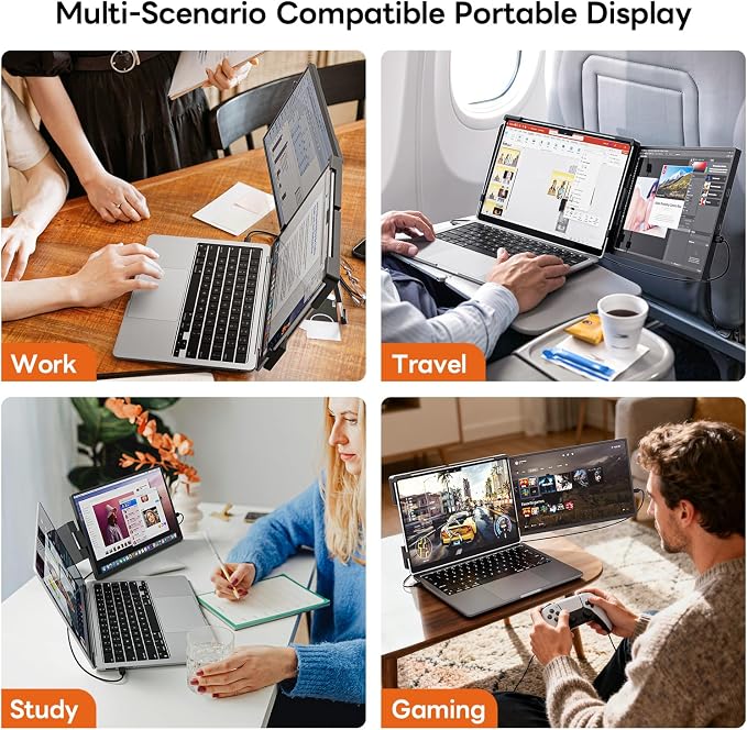 14" FHD 1200P Laptop Screen Extender for 14"-17.3" Laptop Portable Monitor | Dual Travel Screen Monitor IPS Plug & Play, Laptop Screen Monitor Extender Compatible with Windows/Mac/Android&Chrome OS - Image 2