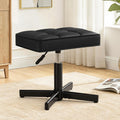 LUE BONA Adjustable Vanity Stool, Foot Rest Under Desk, 360° Swivel Vanity Chair for Makeup Room, Black Upholstered Faux Leather Ottoman for Bathroom & Living Room, 300lbs by LUE BONA