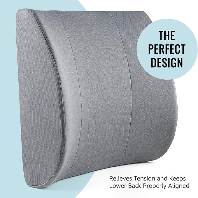DMI Lumbar Support Pillow for Chair to Assist with Back Support with Removable Washable Cover to Ease Lower Back Pain and Discomfort while Improving Posture, 14 x 13 x 5, Contoured Foam, Premium,Gray - Image 6