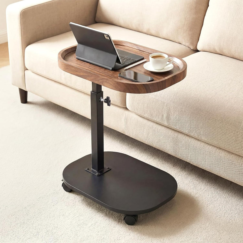 Adjustable Height TV Tray Table for Snack, Eating, Dinner or Laptop, 360°Rolling C Shaped End Table for Couch, Sofa, Chair, Bed, Perfect for Small Places, Livingroom, Bedroom by Eansstofars