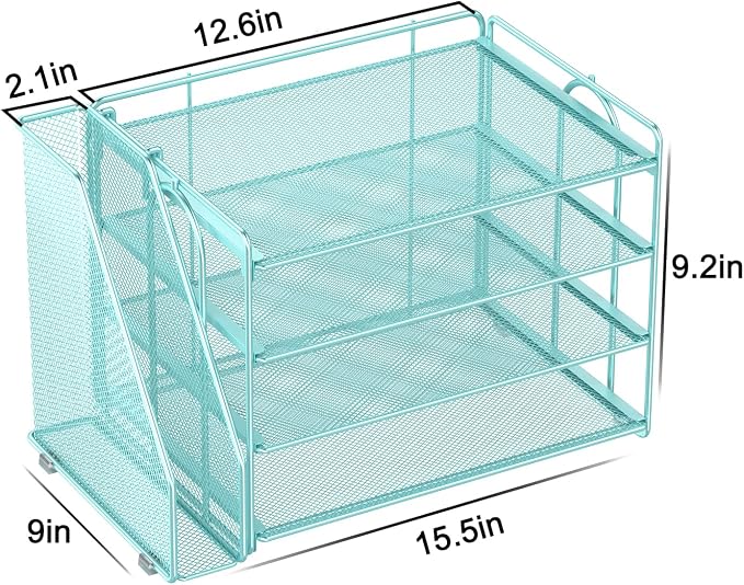 Spacrea Desk Organizers and Accessories, Paper Organizer for Desk with File organizer, Desk Accessories & Workspace Organizers for Office Supplies (Blue) - Image 5