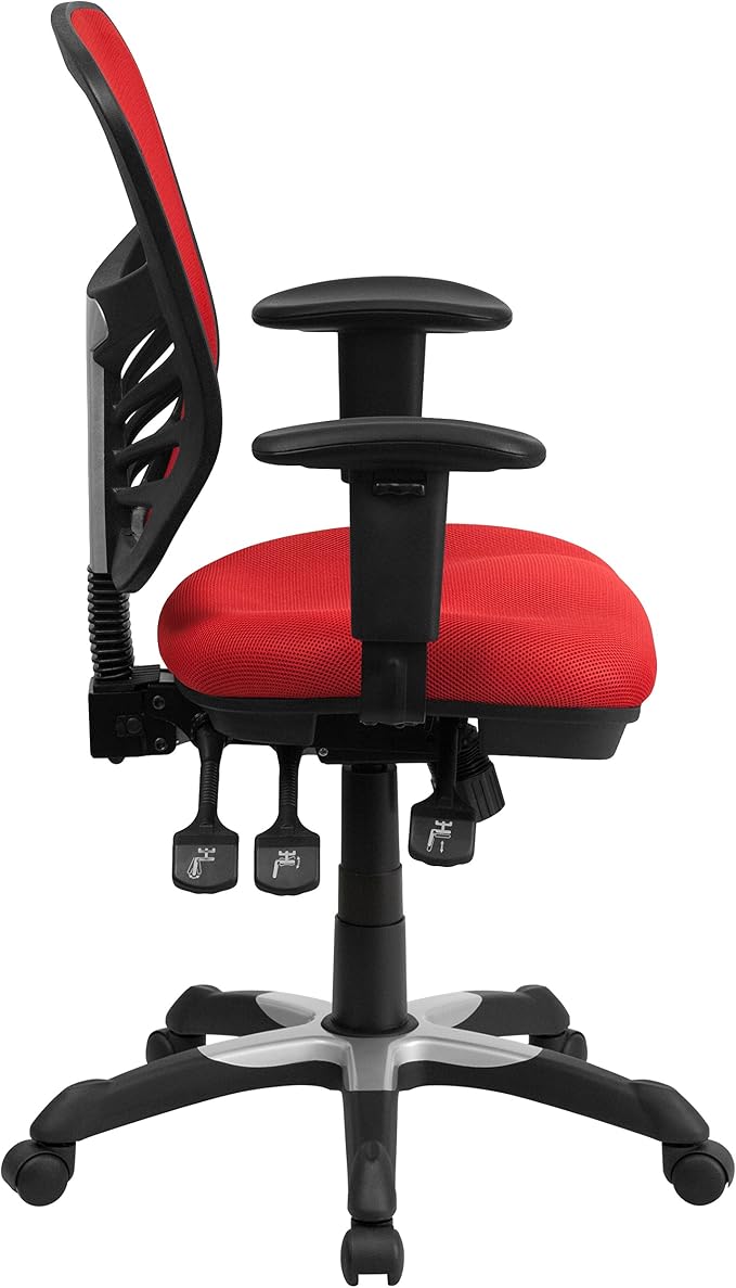 Flash Furniture Mid-Back Mesh Executive Office Chair, Red | Adjustable Armrests, 360° Swivel, Height Adjustable, Commercial Grade - Image 6