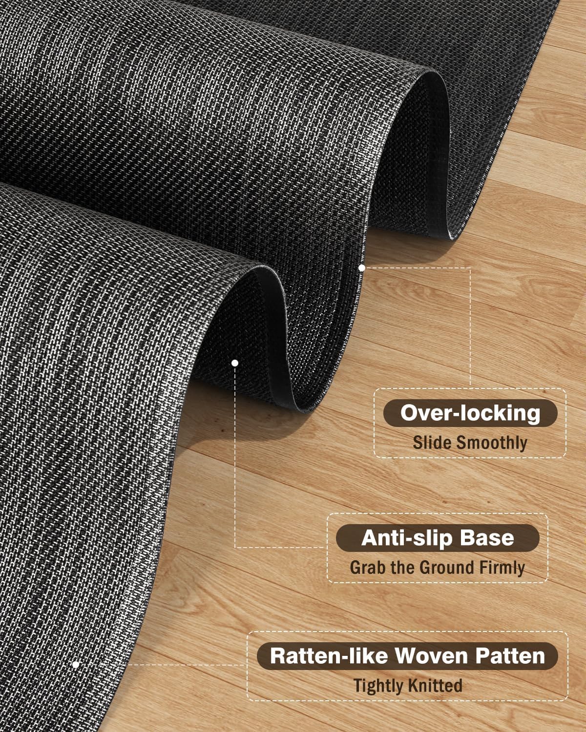 Ultra Large Office Chair Mat for Hardwood Floor, Rolling Chair Mat for Hard Wood, Large Anti-Slip Hard Floor Protector, Heavy Duty Computer Desk Rug for Office and Home 35.4"*47.2" Black - Image 5