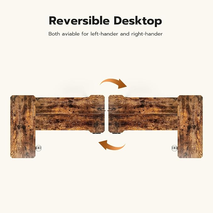 L Shaped Electric Standing Desk - 43x31.5 Inch Reversible Corner Sit Stand Desk with Hook&Cup Holder,Electric Height Adjustable Table,for Small Home Office&Bedroom Computer Desk, Rustic Brown - Image 5