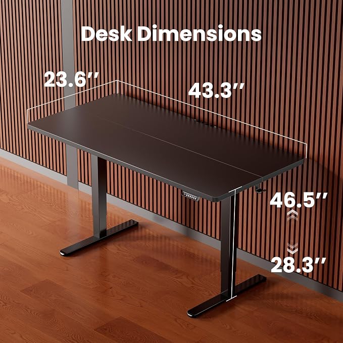 ErGear Height Adjustable Electric Standing Desk, 44 x 24 Inches Sit Stand up Desk, Memory Computer Home Office Desk, Black - Image 3