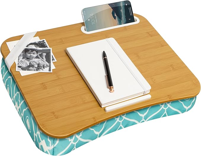 LAPGEAR Designer Lap Desk – Aqua Trellis, 2-Pack with Storage Basket - Image 2