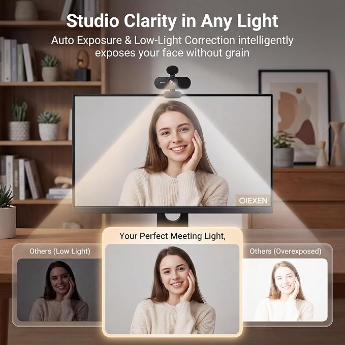 2K Webcam for PC Laptop,PDAF Auto Focus,Dual Noise-Canceling Mics | 1080P@60FPS Streaming Camera with 1/2.8''CMOS Sensor,Privacy Cover,Plug & Play for Gaming/Zoom/Skype/Teams/Live Streaming - Image 5