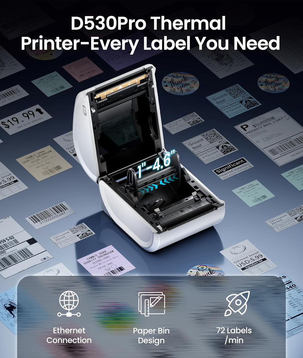 Phomemo 4x6 Shipping Label Printer 300DPI with 500 Pcs Labels - Image 8
