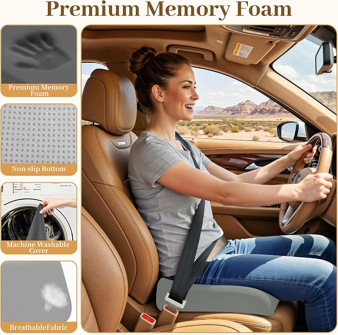 TranquilRelax Memory Foam Seat Cushion for Office Chair, 3-Inch, Light Gray | Medium-firm Support for Long Sitting, Washable Mesh Cover, Non-slip Base, Perfect for Car Seats & Short Drivers - Image 3