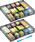 Marbrasse Expandable Desk Drawer Organizer, Mesh Drawer Organizer Tray with 10 Adjustable Compartments, Desk Organizers and Accessories for Office Supplies, Makeup & Vanity (Expandable Black-2 pack) by Marbrasse