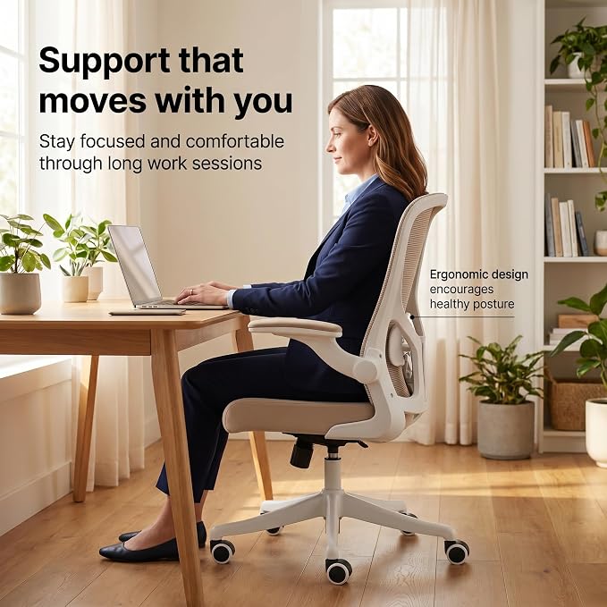 Ergonomic Office Desk Chair High Back Mesh Computer Chair | 360° Swivel Adjustable Lumbar Support & Flip-Up Armrests capacity 300 lbs capacity - Image 6