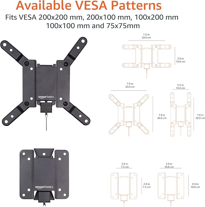 Amazon Basics Fixed Flat TV Wall Mount, Low Profile, for 12" to 40" TVs, VESA 200x200, 40 lbs Capacity, with Installation Template, Black - Image 9