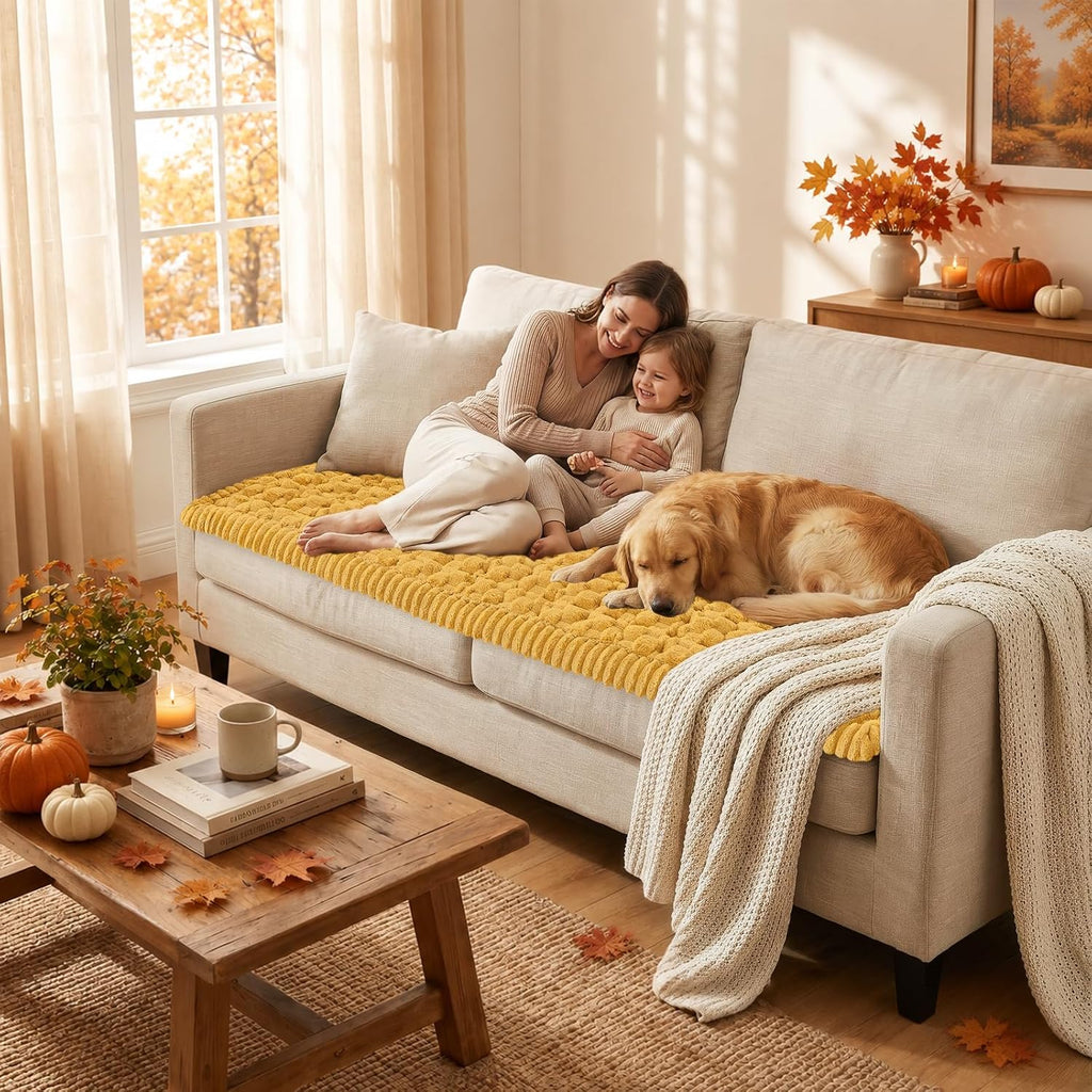 Smiry Fall Couch Cover for Dogs, Non Slip Fuzzy Pet Sofa Protector Washable - Image 5