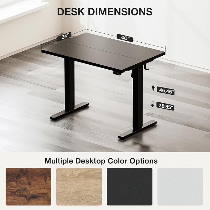 Electric Standing Desk with Cable Management,Black Height Adjustable Desk with Memory Presets, Sit Stand Table for Work from Home, Ergonomic Computer Desk,40 x 24 inch - Image 3
