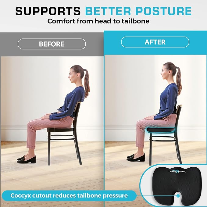 Xtreme Comforts Seat Cushions | Office Chair Cushions for Desk, Car, Wheelchair| Ergonomic Memory Foam Seat Cushion for Support & Comfort | Helps Improve Sitting Posture for Work & Body Relief - Image 8