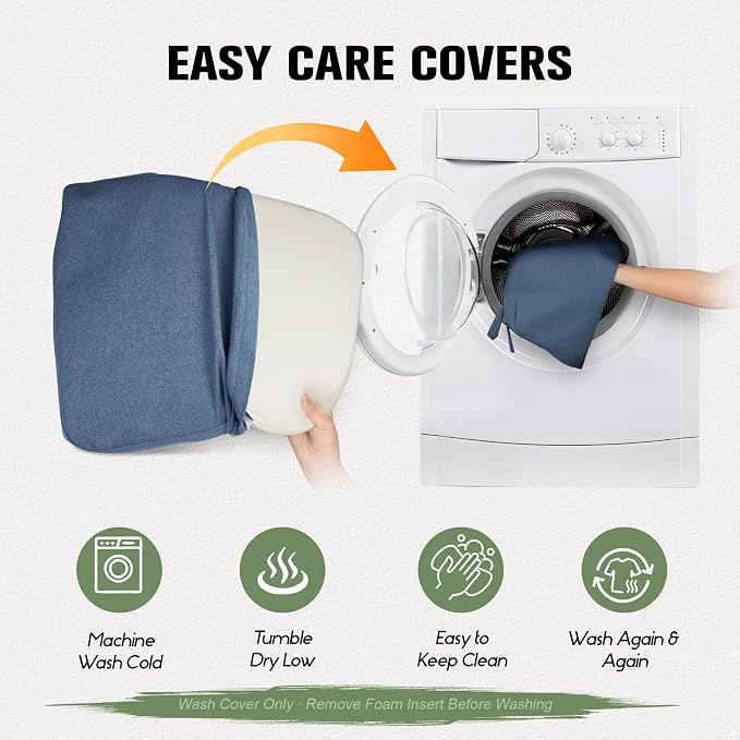 kingphenix Chair Cushions for Dining Chairs, Set of 6, 2.5 Inches Thick | High-Density Foam Kitchen Chair Cushions with Ties, Non-Slip Bottom and Removable Machine-Washable Covers, Navy Blue - Image 4