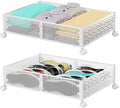 PHINOX Under Bed Storage with Wheels,Patterned,Sturdy Metal,2 Pack,White | Tool-free assembly, glide smoothly, easy reach, foldable, maxmazie low-profile beds, dorm, keep seasonal clothes, shoes fresh by PHINOX