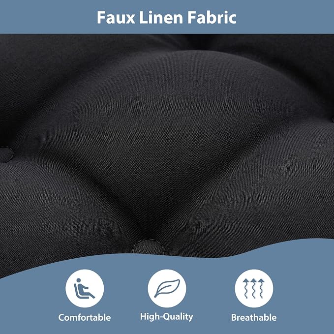 48 Inch Bench Cushions for Indoor Furniture | Super Soft Rectangle Bench seat Cushion Pad with Non-Slip Bottom, Waterproof Bench Pad for Window Porch(Black, 48x18x4.5In) - Image 6