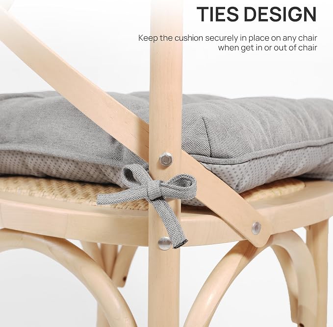 Love's cabin Memory Foam Chair Cushions Set of 4, 19 Inch, Light Grey | 19"x19"x3.5", Indoor & Outdoor Chair Seat Pads with Non-slip Bottom and Ties, for Dining, Kitchen, Office and Patio Chair - Image 5