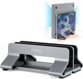 Aluminum Dual Vertical Laptop Stand Dock Holder, Supports 2 Devices, Adjustable Slot Width 15-36mm, Space-Saving Upright Storage for MacBook and Laptops by Psitek