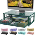 gianotter Computer Monitor Stand Riser with Drawer | Desk Organizers and Accessories Desk Accessories & Workspace Desktop Organizers Storage for Printer Stand (Dark Green) by gianotter