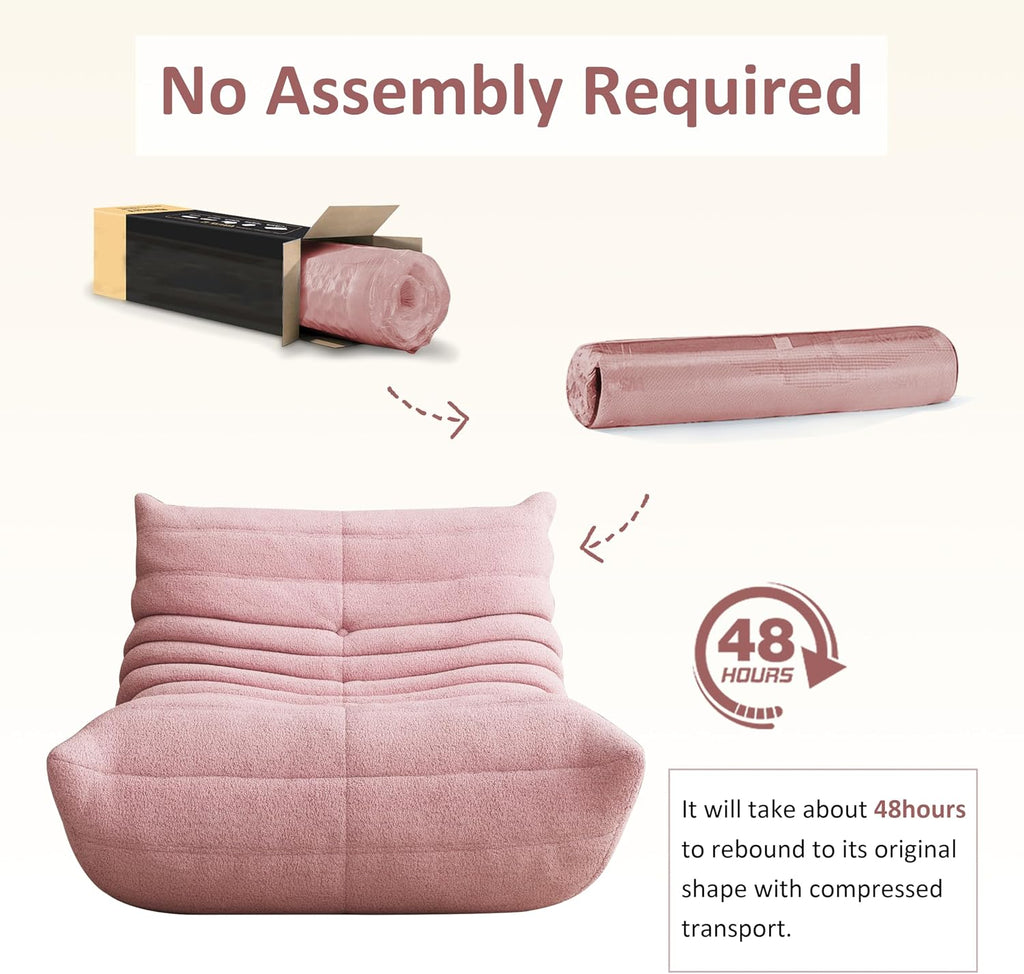 Giant Bean Bag Chair for Adults,Comfy Lazy Fireside Accent Chair with Memory Foam,Cozy Single Floor Sofa Couch Boneless Chaise Lounge for Living Room Bedroom Gaming Room(Pink,1Seater) - Image 3