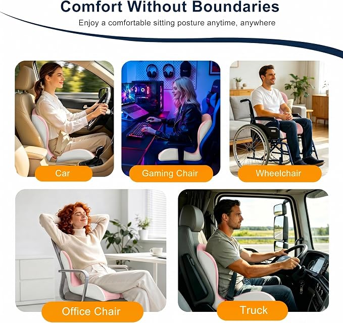 X Large Seat Cushion Office Chair and Car with Lumbar Support Pillow | Ergonomic Seat Cushion for Sciatica & Tailbone Pain Relief, Ideal for Car Driving Truck Office Chairs Wheelchairs Home Use - Image 7