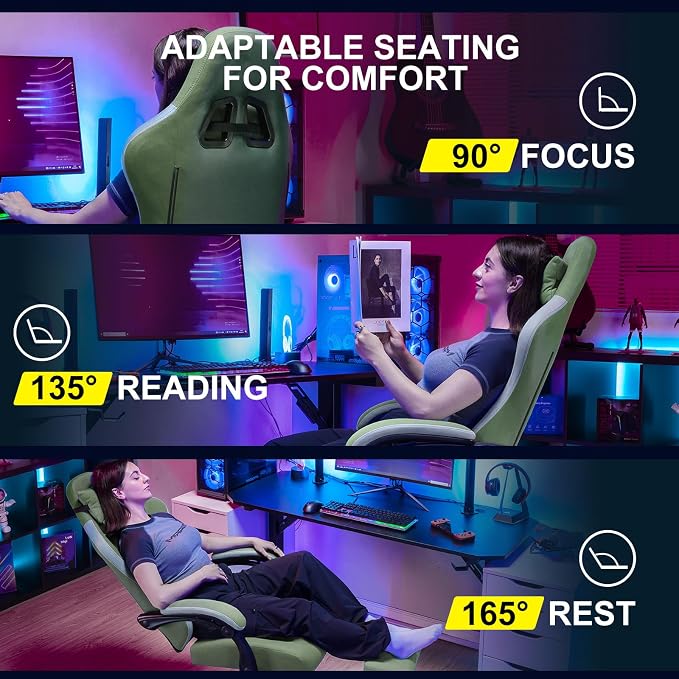 GTPLAYER Gaming Chair, Computer Office Chair with Pocket Spring Cushion, Linkage Armrests and Footrest, High Back Ergonomic Computer Chair with Lumbar Support Task Chair with Footrest - Image 5