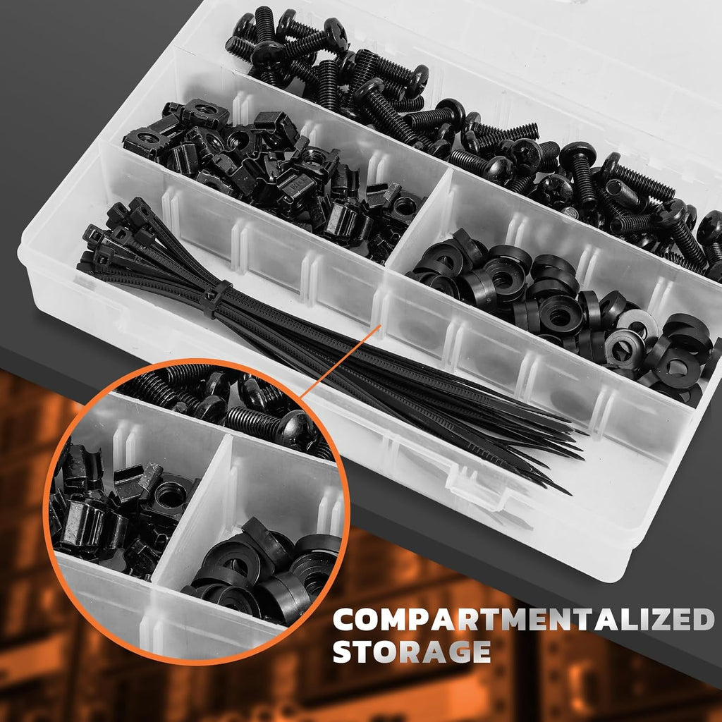 M6 x 16mm Rack Screws Kit, Cage Nuts, 30 Sets, Black - Image 5