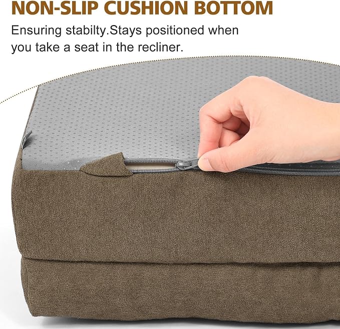 Recliner Cushion for Elderly with Lumbar Support Pillow - 20x20x5 Inch Extra Thick Recliner Seat Cushion for Seniors Relief Back Pain and Tailbone Pain from Long Sitting Non-Slip Bottom Brown - Image 7