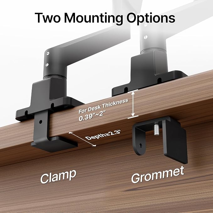 monTEK Single Monitor Arm for Max 45 Inch Ultrawide Screens, Holds 35 Lbs | Adjustable Monitor Desk Mount with C Clamp/Grommet Desk Mount, Cable Management, VESA 75/100mm, Black - Image 8