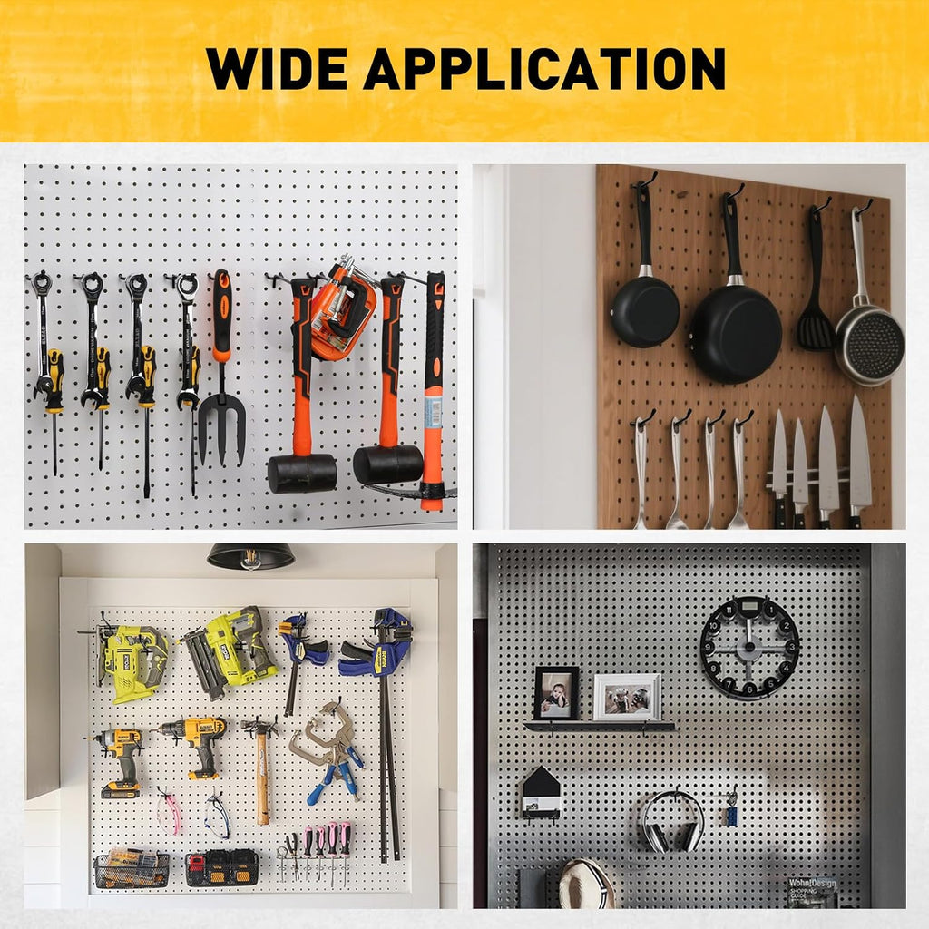 66-Piece 2/4/6 Inch Extra Thick Pegboard Hooks, Heavy Duty Peg Board Organizer Accessories, Peg Board Tool Hangers Fit for 1/4" Pegboard Hanging Tools Garage, Workshop, and Craft Storage - Image 7