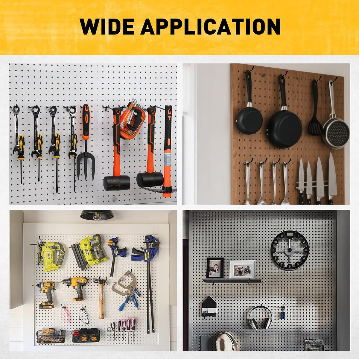 66-Piece 2/4/6 Inch Extra Thick Pegboard Hooks, Heavy Duty Peg Board Organizer Accessories, Peg Board Tool Hangers Fit for 1/4" Pegboard Hanging Tools Garage, Workshop, and Craft Storage - Image 7