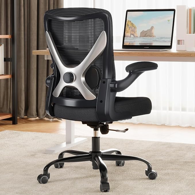Office Chair: 330LBS Mesh Ergonomic Desk Chair Comfy with 3D Lumbar& Swivel | Ergalithic Computer Chair-Executive Task Work Chairs with Flip-up Arm Home Office Desk Chairs Gaming Chair for Adults(Black) - Image 9