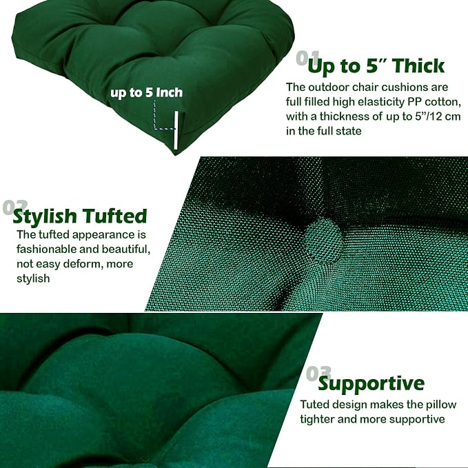 MTMR 2Pcs Outdoor Chair Cushions, Patio Furniture Seat Pads, Waterproof | 2Pcs , waterproof cover, PP cotton, u-shaped, no-fading, thick patio seat pads for outdoor wicker furniture in yard, 19x19x4 - Image 6