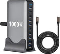 1000W 10-Port GaN 4 Desktop Charging Station with 240W 6.6 ft Data Cable - Compatible with Tablets, Phones, Laptops, Gaming Consoles, Headphones by Unknown