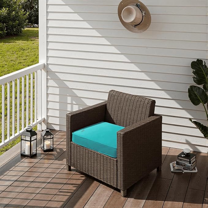 PatioGlow Outdoor Chair Cushions 18 x 18 x 3 Inch, Waterproof & Fade Resistant Patio Seat Cushion for Furniture with Handle and Ties, Thick Seating Pads for Outside Sofa Couch Set of 2, Teal - Image 6