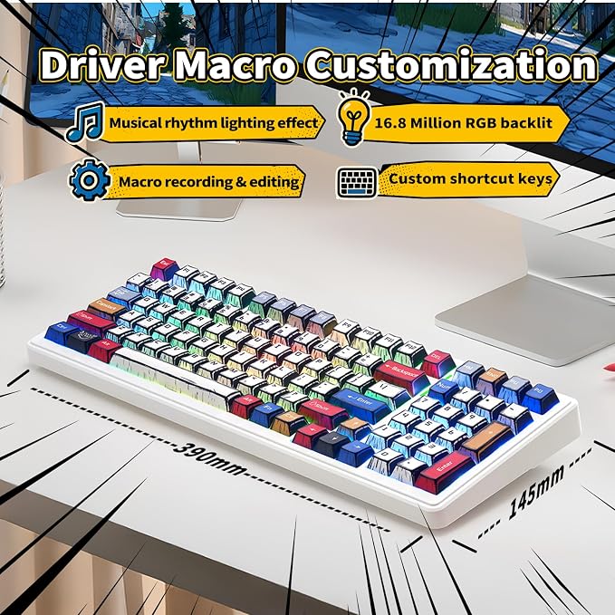 Aula F99 Wireless Mechanical Keyboard Creamy Computer Gaming Keyboards | 8000mAh Rechargeable,Hot Swappable Custom,RGB Backlit,Tri-Mode BT5.0/2.4GHz/USB-C,Pre-lubed Linear Switches,Gasket Structure - Image 6