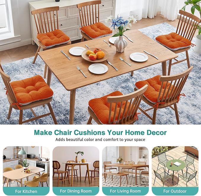 BETU Chair Cushions for Dining Chairs Set of 4,Kitchen Table Chair Pads with Ties,Non Slip Backing and Covers, Seat Cushion for Dining Room,Bar,Patio Chairs,15.5"X15.5"X3.5" - Image 8