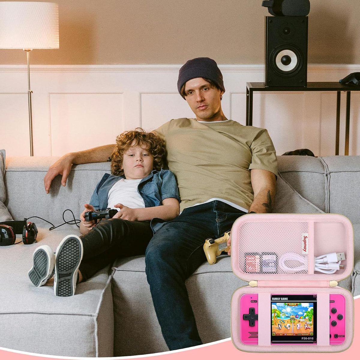 Supmay Carrying Case Compatible with WELLST-G Handheld Game for Kids, Pink - Image 7