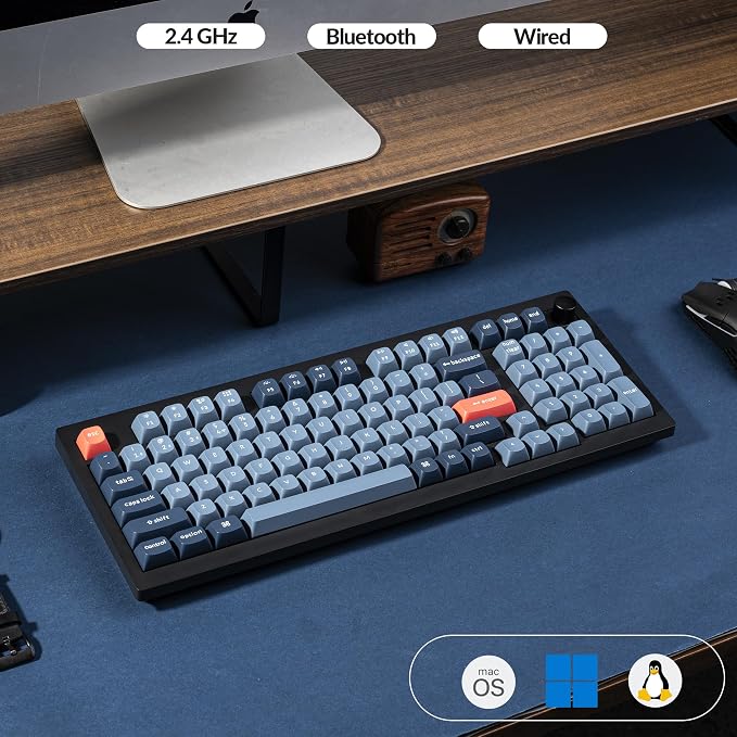 Keychron V5 Max Custom Wireless Mechanical Gaming Keyboard with Number Pad, 96% Layout QMK/VIA 2.4 GHz/Bluetooth 5.1/Wired, RGB Backlit Hot-Swappable Gateron Red Switch for Mac Windows Linux - Image 4