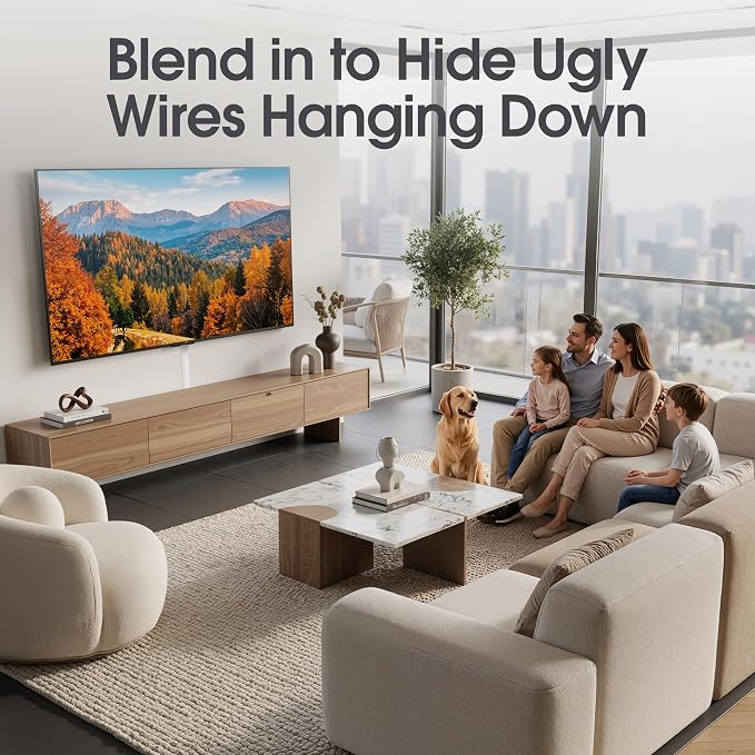 TV Wire Hider Wall, 113.4in Cord Hider Cord Covers for 2-3 Wires on Wall, Paintable Cable Hider Wire Covers for Cords on Wall, Cable Cover Raceway Wire Hider for Walls Mount Tv, W1.57 H0.59in, White - Image 8