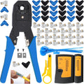 LEATBUY Network Tool Kit Set, Cable Tester Repair Tools Wire Stripping Cutter, Coax Crimper Plug Crimping, Punch Down RJ11 RJ45 Cat5 Cat6 Wire Data Detector Stripper (Orange), DRED-63S by LEATBUY-TECH