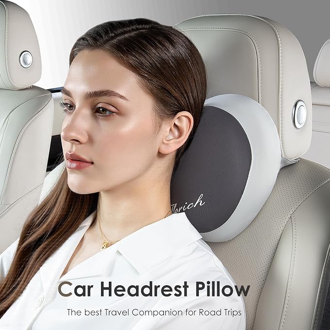 Lumbar Support with Car headrest Back Pillow for Chairs Headrest Pillow for Car Ergonomic Ultrathick Memory Foam Back Pillow for Office Chair (Beige Grey) - Image 4